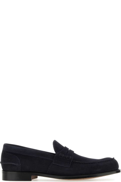 Church's Shoes for Men Church's Navy Blue Suede Pembrey Loafers