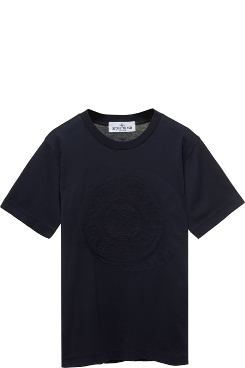Homeware Stone Island Junior Blue T-shirt With Printed Maxi Logo In Cotton Boy
