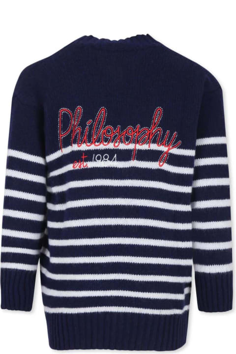 Philosophy di Lorenzo Serafini Kids Sweaters & Sweatshirts for Girls Philosophy di Lorenzo Serafini Kids Cardigan A Righe Con Logo