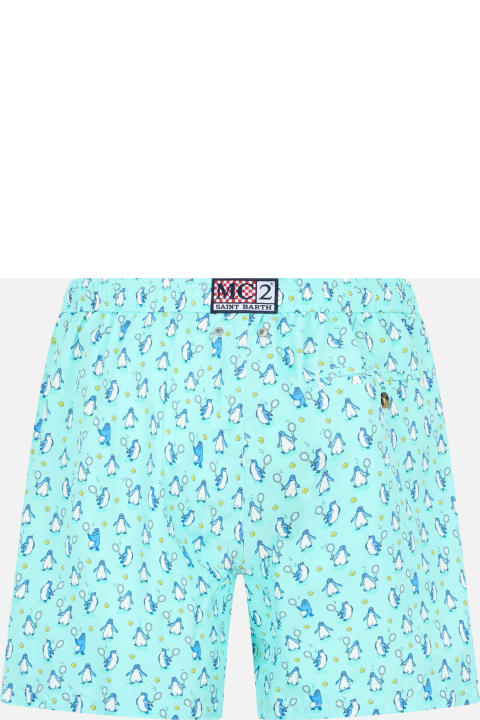 Homeware MC2 Saint Barth Man Lightweight Fabric Swim-shorts Lighting Micro Fantasy With Penguins Print