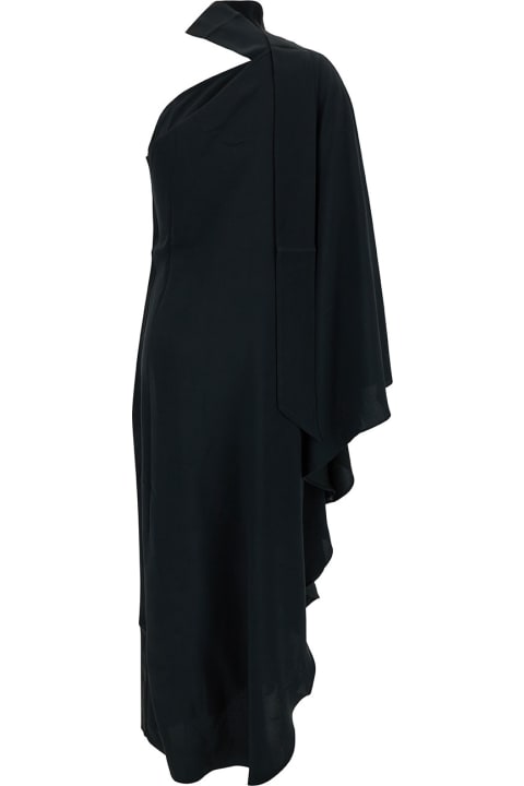 Taller Marmo Clothing for Women Taller Marmo Long Black One-shoulder Dress With Cut-out In Acetate Blend Woman