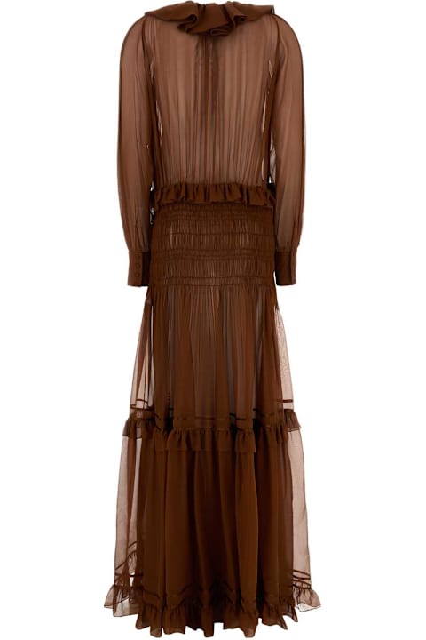 Saint Laurent for Women Saint Laurent Brown Muslin Long Dress