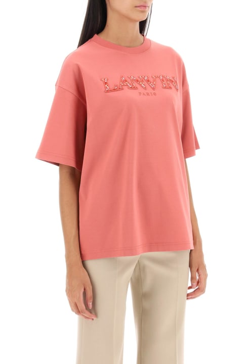 Lanvin Topwear for Women Lanvin Antiqued Pink Cotton Oversize T-shirt