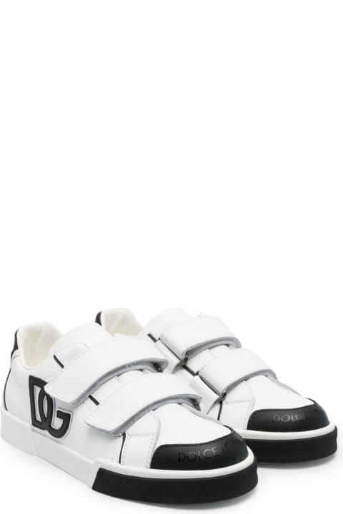 Shoes for Boys Dolce & Gabbana White And Black Sneakers With Dg Logo