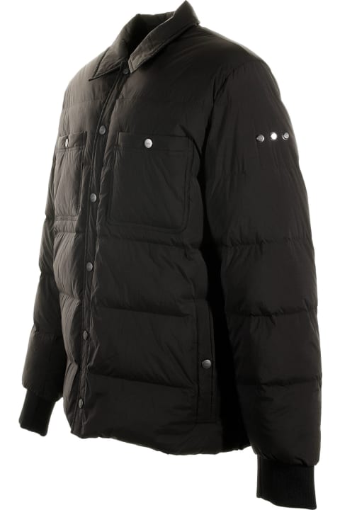 Black Quilted Men's Jacket With Buttons
