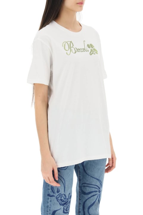 Collina Strada Topwear for Women Collina Strada Organic Cotton T-shirt With Rhinestones