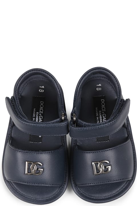 Dolce & Gabbana Shoes for Baby Girls Dolce & Gabbana Blue Sandals For Babykids With Logo