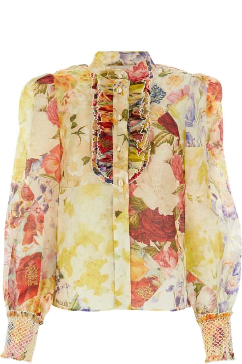 Vacation Wardrobe for Women Zimmermann Printed Organza Wonderland Blouse