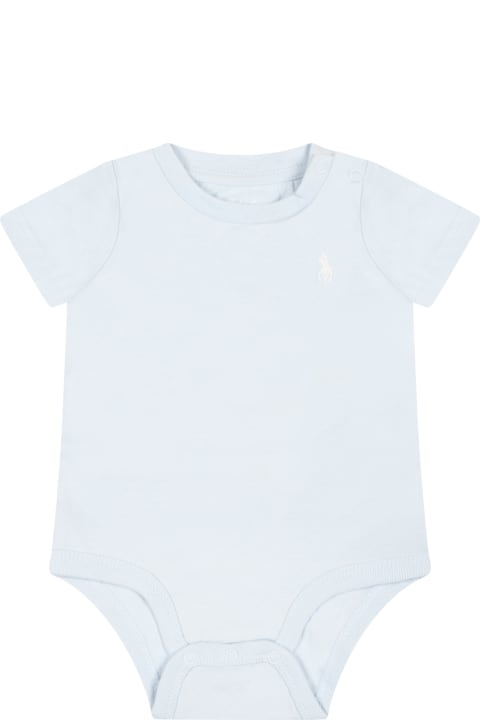 Homeware Ralph Lauren Light-blue Body For Baby Boy With Pony Logo