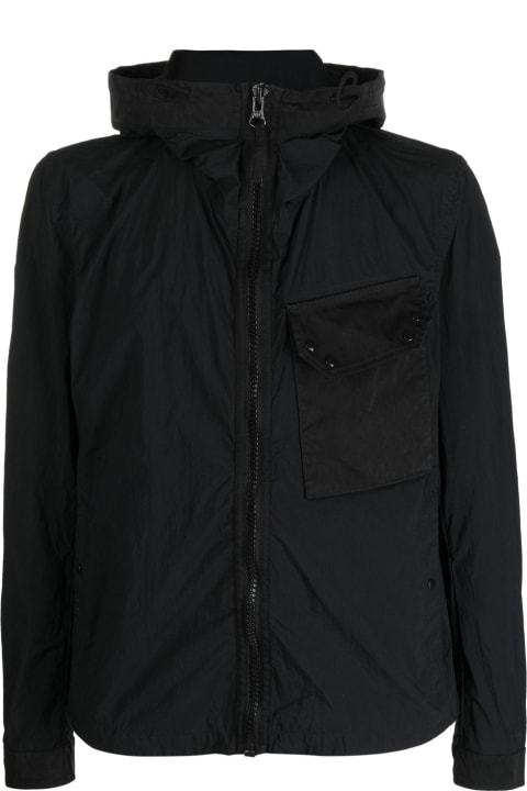 Ten C for Men Ten C Hooded Zip-up Jacket In Black Technical Fabric Man