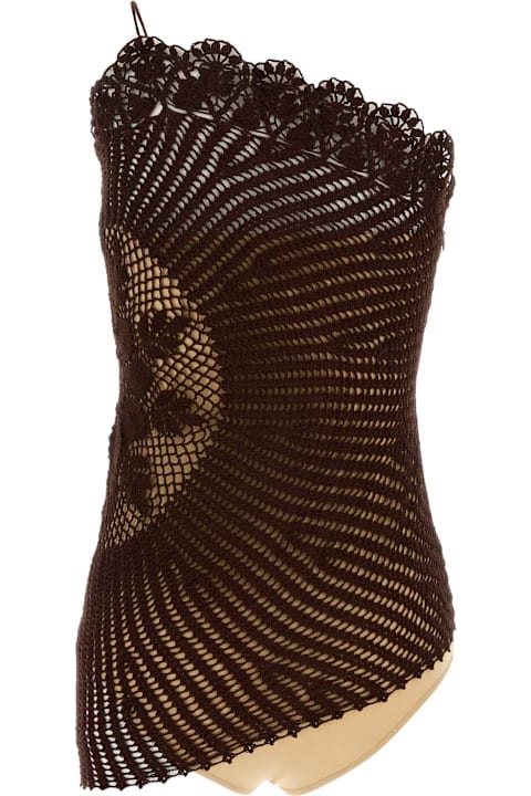 Magda Butrym for Kids Magda Butrym Brown Crochet Top