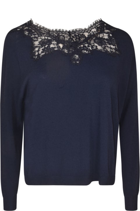 Ermanno Scervino Fleeces & Tracksuits for Women Ermanno Scervino Lace Paneled Ribbed Sweatshirt