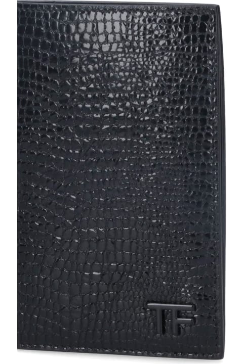 Tom Ford Wallets for Men Tom Ford Croc Print Card Holder