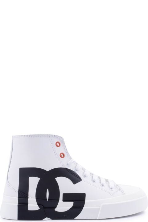 Shoes for Boys Dolce & Gabbana High Top Portofino In Calf Leather With Dg Logo