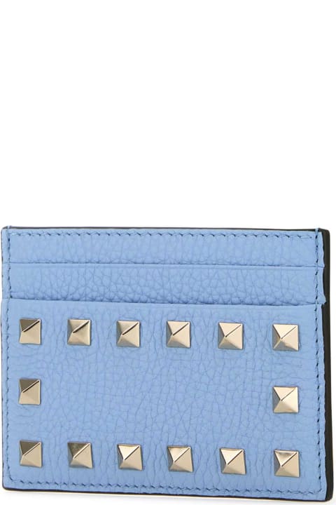 Valentino Garavani Wallets for Women Valentino Garavani Light Blue Leather Rockstud Card Holder