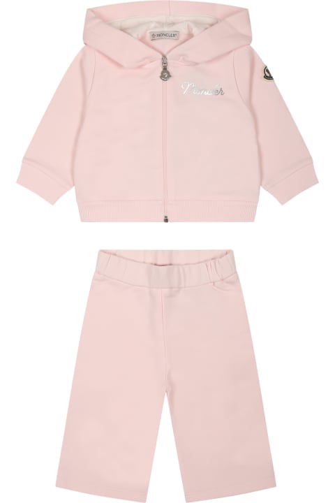Bottoms for Baby Boys Moncler Pink Suit For Baby Girl With Logo
