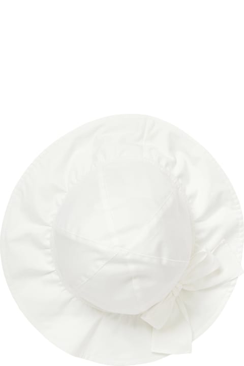 Il Gufo Accessories & Gifts for Baby Girls Il Gufo White Stretch Poplin Hat With Bow