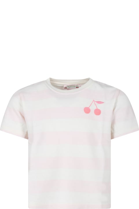 ガールズ BonpointのTシャツ＆ポロシャツ Bonpoint Ivory T-shirt For Girl With Iconic Cherries