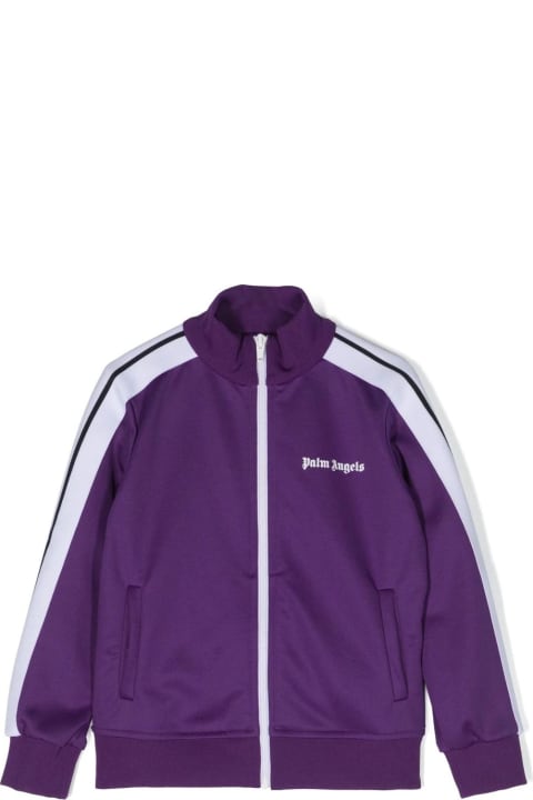 Topwear for Boys Palm Angels Purple Track Jacket With Zip And Logo