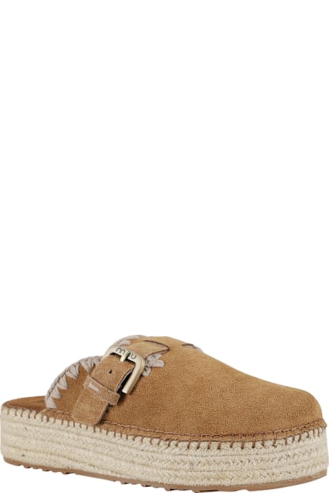 Mou for Men Mou Jute Clog Plain Slipper-mule In Leather Color Suede