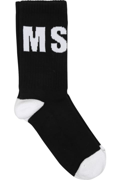 MSGM Underwear for Boys MSGM Bleck Socks For Kids With Logo
