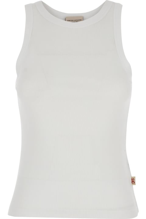 SEMICOUTURE Topwear for Women SEMICOUTURE White Ribbed Tank Top With U Neckline In Cotton And Modal Blend Woman