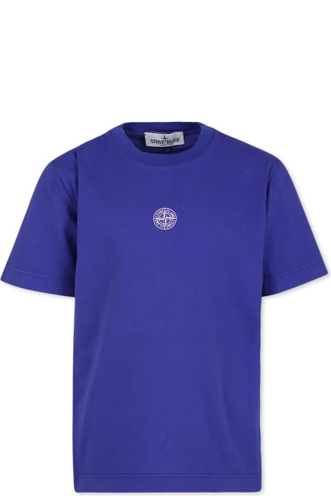 Fashion for Kids Stone Island Junior Blue T-shirt For Boy With Compass