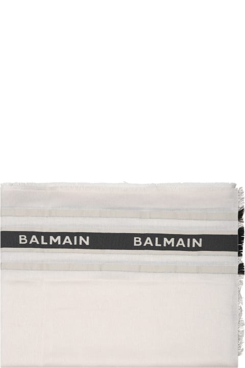 Accessories & Gifts for Boys Balmain White Scarf For Kids With Logo