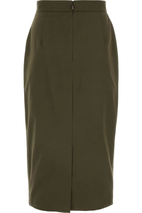 Skirts for Women Max Mara Olive Green Cotton Cognac Skirt
