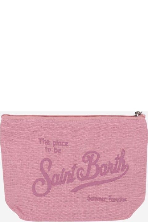 ウィメンズ MC2 Saint Barthのクラッチバッグ MC2 Saint Barth Linen Clutch Bag With Logo