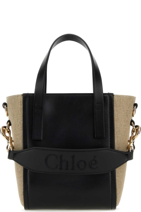 Sale for Women Chloé Two-tone Canvas And Leather Small Sense Shopping Bag