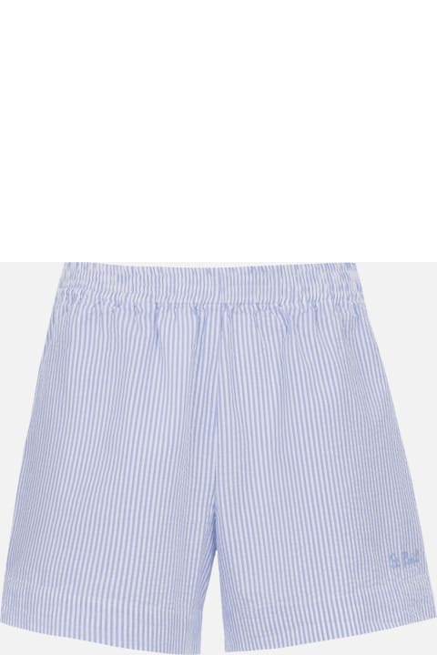 MC2 Saint Barth Pants & Shorts for Women MC2 Saint Barth Woman Seersucker Striped Pull Up Shorts Meave