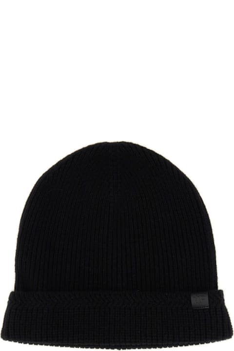 Tom Ford Hats for Men Tom Ford Tf Patch Ribbed Beanie