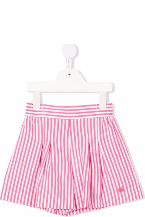 Monnalisa Girl Blend Viscosa White And Fuxia Stripes Shorts