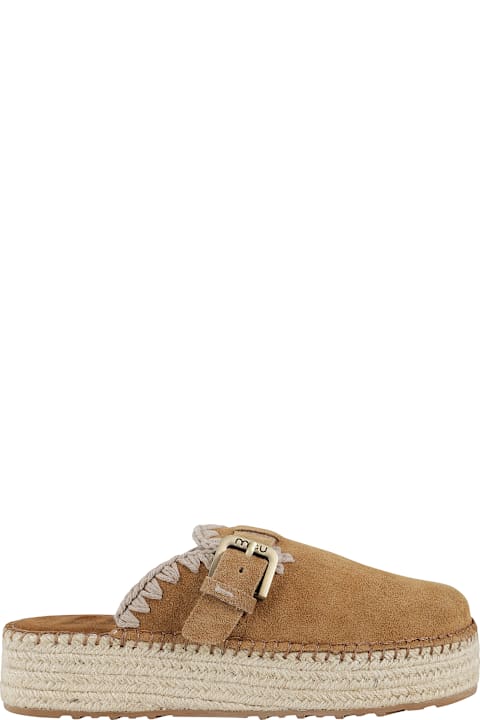 Mou for Men Mou Jute Clog Plain Slipper-mule In Leather Color Suede