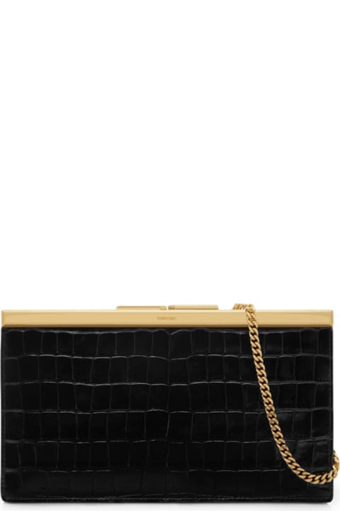 Tom Ford Clutches for Women Tom Ford Shiny Printed Croc Clutch