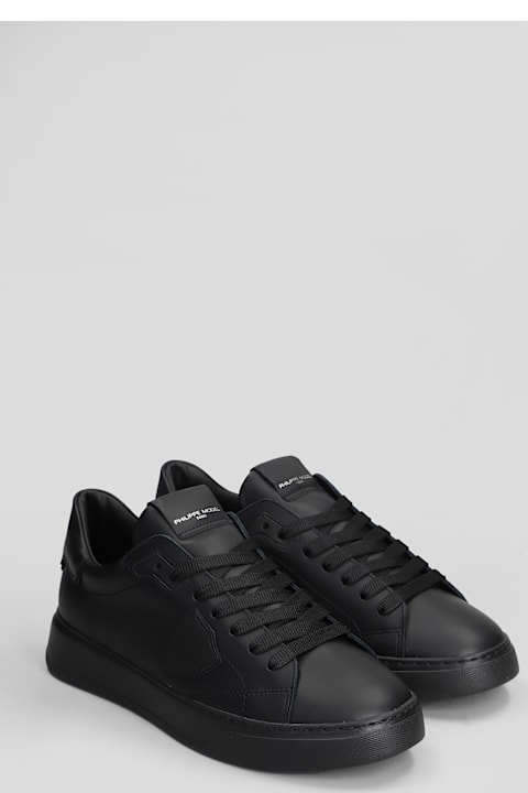 Fashion for Men Philippe Model Temple Low Sneakers In Black Leather