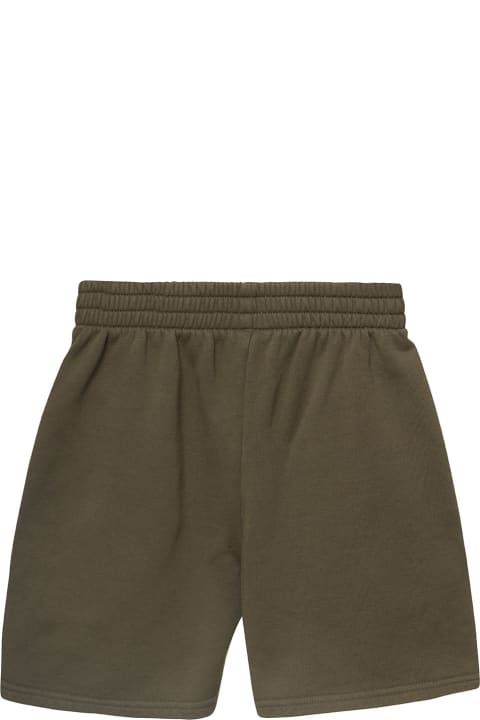 Dark Green Shorts With Logo Print In Cotton Boy