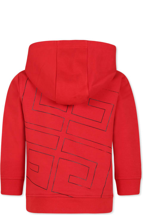 ボーイズ Givenchyのニットウェア＆スウェットシャツ Givenchy Red Sweatshirt For Boy With Stars And Iconic 4g Motif