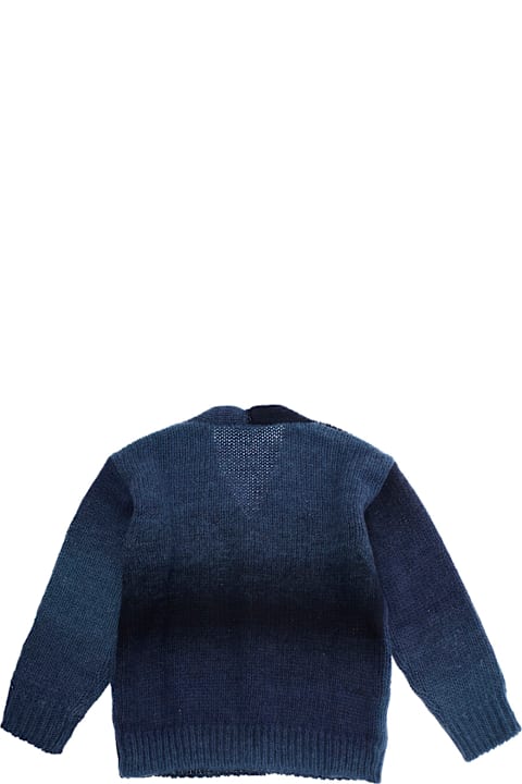 Homeware Il Gufo Blue Cardigan With V Neck And Front Button Closure In Wool Blend Boy