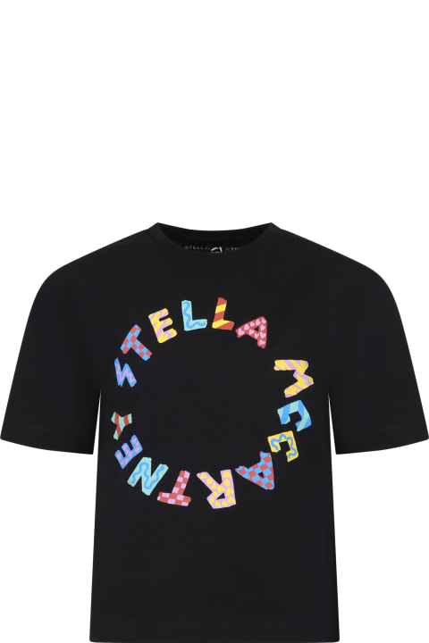 Stella McCartney Kids T-Shirts & Polo Shirts for Girls Stella McCartney Kids Black T-shirt For Girl With Multicolor Logo