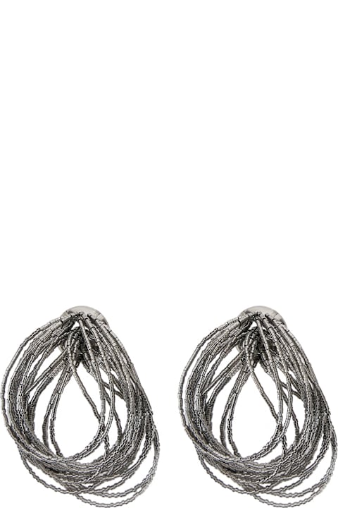 Jewelry for Men Brunello Cucinelli Metallic Earings With Rear Closure And Interwoven Design In Silver Woman