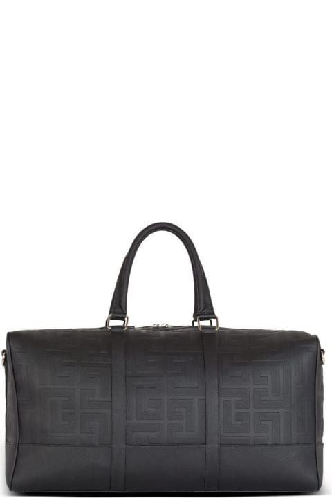 Luggage for Men Balmain Black Monogrammed Travel Bag