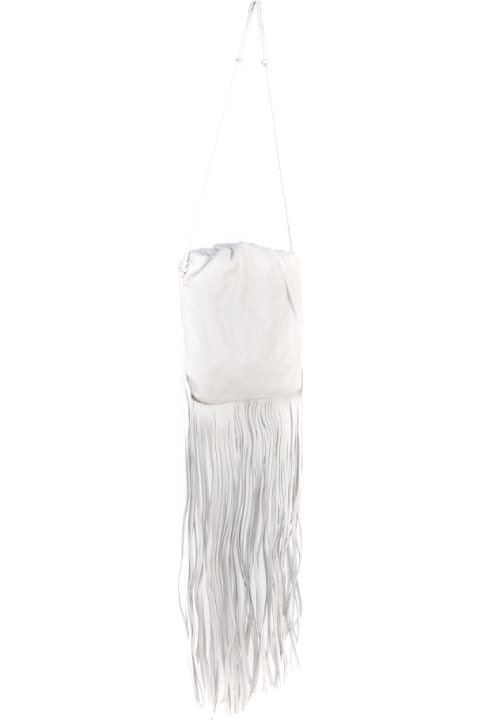 White Leather Fringe Pouch
