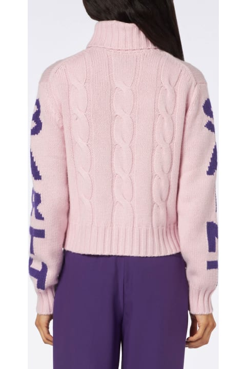 Homeware MC2 Saint Barth Woman Turtleneck Braided Sweater With Saint Barth Jacquard