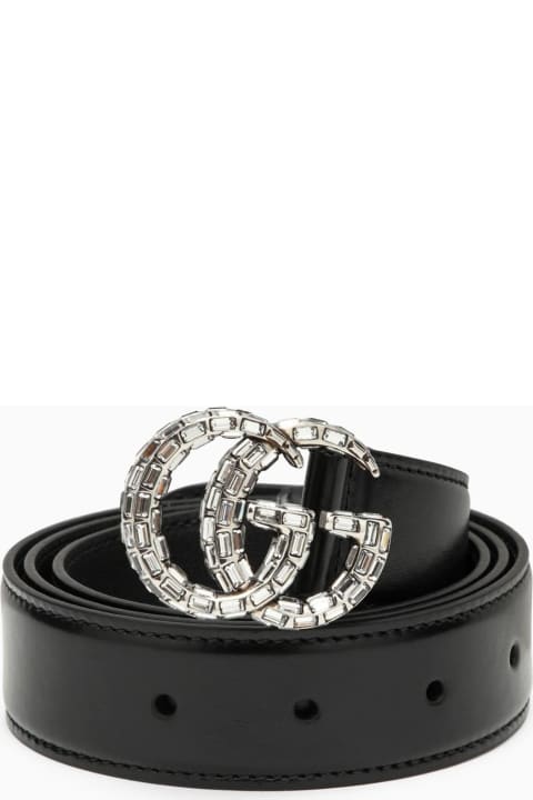 Gucci Belts for Women Gucci Black Belt With Double Gg Buckle With Crystals