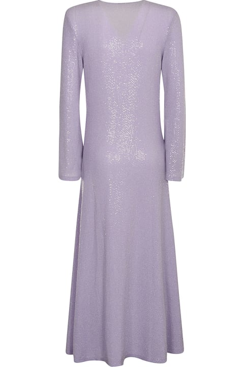 V-neck Long Glittery Dress