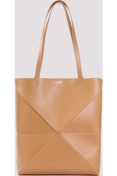 トートバッグ LOEWE PUZZLE FOLD TOTE MEDIUM BAG DESERT COLOUR Medium Puzzle Fold tote in shiny calfskin Beige - LOEWE