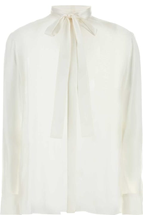 الملابس خصم على السيدات Dolce & Gabbana White Silk Shirt
