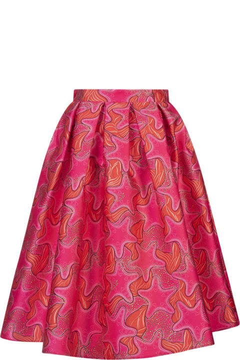 Skirts for Women Alessandro Enriquez Midi Skirt With Fuchsia Stars Print